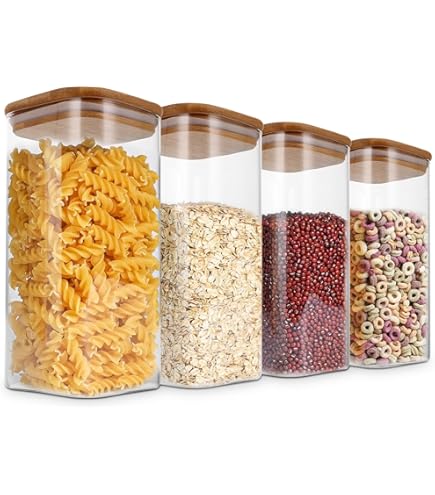 Comsaf Glazen Voorraadpotten met Deksel, Glazen Potten met Deksel, 1500 ml, Set van 3 Stuks, Geschikt voor Grote Koekjes, Geroosterd Bakbrood, Badzout
