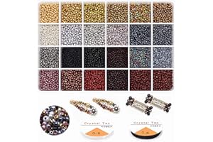 PRETTME 10080 Stück 3mm Perlen zum Auffädeln Glasperlen Rocailles Perlen Bastelperlen Perlen Armbänder Selber Machen mit Elastischen Schnur, für Armbänder Halskette Ohrringe Schmuck machen und DIY Handwerk