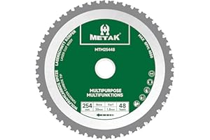 METAK - Lama per sega circolare multifunzione, 254 x 30 mm, in metallo duro, per legno, metallo, alluminio, acciaio, lama multi-materiale, da 254 mm, a 48 denti, anello di riduzione da 30 mm incluso
