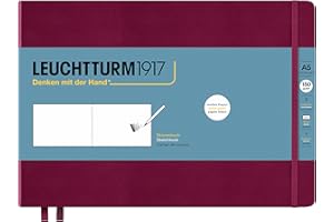 LEUCHTTURM1917 362367 Skizzenbuch Landscape (A5), Hardcover, 112 Seiten (150 g/m²), Port Red