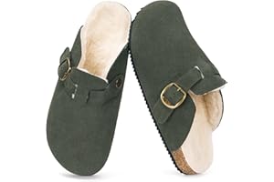 DOKELA Zuecos y Mules para Hombre Mujer Zapatillas de Estar Invierno Pantuflas de Piel con Corcho Cerradas Zapatos Cálido y Cómodas de Interior Exterior 36-48