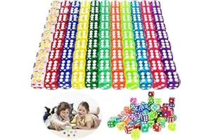 GIUGIO Zestaw 100 przezroczystych kostek, 12 mm, gry stołowe, sześciostronne kostki, kostki do gry w karty stołowe, kolorowe kostki dla dzieci i dorosłych, gra stołowa, gra karciana na imprezę