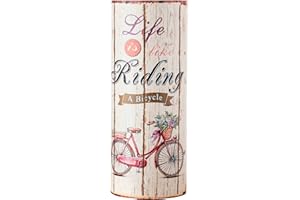 Rebecca Mobili Paragüero Soporte de Paragüas Redondo Canvas Beige Decoración Vintage Retro Pasillo Casa Oficina - 49 x 20 x 20 cm (A x AN x FON) - Art. RE4760