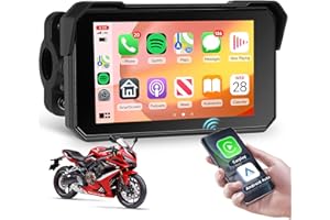Rimoody Inalámbrico Carplay Motorbike Navi Android Auto, 5 Pulgadas Pantalla Táctil Carplay Portátil para Motos, Radio de Coche para Motos con Bluetooth/Navegación/IP68 Impermeable