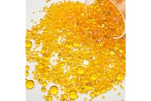 LEEWYOU Diamantes Decorativos, 4000 Piezas Diamantes de Cristal de Transparente, Gemas de Cristal Redondas para Mesa Relleno de Jarrones Boda 3MM/6MM/10MM (Amarillo)