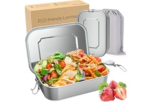 AZHE Brotdose Edelstahl mit Fächern, Lunchbox Auslaufsicher 1200ml, Brotzeitdose mit Trennwänd, Brotdosen Metall für Erwachsene & Kinder