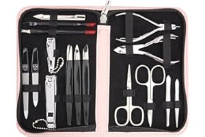 3 Swords Germany - brand quality 16 piece manicure pedicure grooming kit set in light pink fashion leather case in gift box - Made by 3 Swords