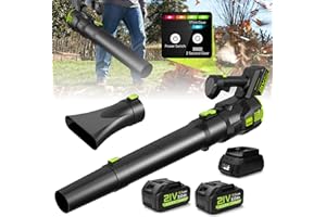 Laubbläser Akku, Gisam Laubgebläse Bürstenlos mit 2x3.0Ah Akkus, Leaf Blower 2-Gang + Turboschalter Max 25000RPM, Luftmenge 750m³/h, Laubpuster für Garten Rasenpflege