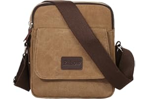 Eshow Bolso Bandolera a Hombro Negro para Hombres Tela de Lona Viaje Casual Negocio Trabajo