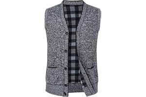 Yukirtiq Gilet Uomo a Maglia Caldo Casual Senza Maniche Gilet in Pile All'aperto Cardigan Maglione Smanicata Uomo con Bottone