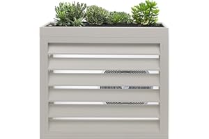 Mendler Verkleidung für Klimaanlage/Wärmepumpe HWC-O43, Abdeckung Schutzgitter Pflanzkasten, Metall 80x90x38cm - grau-weiß