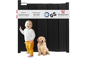 BabyDan Guard Me, Auto Retractable Stair Gate, Fits openings between 55-89 cm, Black, Made in Denmark - Baby Gate/Safety Gate (Pet Gate/Dog gate)