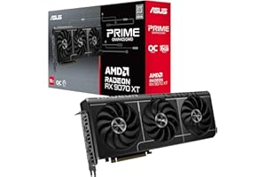 ASUS PRIME AMD RX 9070 XT OC Edition, Scheda Grafica 16 GB GDDR6, 256 Bit, PCIe 5.0, 1 HDMI 2.1, 3 DisplayPort 2.1, Software GPU Tweak III, Nero, PRIME-RX9070XT-O16G
