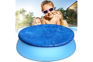 Gibocot 6ft Pool Cover Round Swimming Pool Cover, Easy Set Pool Covers Dustproof Rainproof Protector for Inflatable Family Pools Paddling Pools Above Ground Pools Outdoor Villa Garden