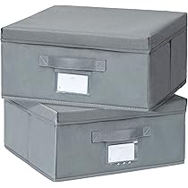 Set 3 Scatole Organizer Per Armadio Grigio Chiaro 36x32x16cm - Contenitori Rigidi Salvaspazio Per Vestiti