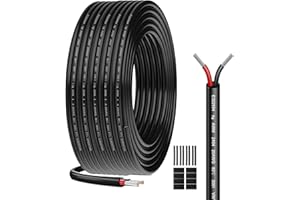 HULUWA Câble électrique 20AWG 2 x 0,52mm² UL2464-20 mètres -Câble 2 conducteurs en cuivre étamé -300V- Idéal pour éclairage LED automobile,éclairage domestique et appareils extérieurs