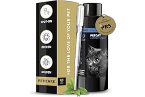 Peticare Zecken-Schutz Mittel für Katzen | Spot-On auf pflanzlicher Basis | gegen Zecken & Milben Aller Art | wasserfester Schutz | einzigartiges PRS® System für Lange Wirkung - petCat Protect 2961
