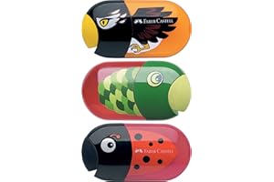 Faber-Castell - Doppio temperamatite con gomma (coccinella + pesce + aquila)