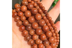 Only faith Cuentas redondas de piedras para hacer Pulseras joyas bisutería con agujero, Hebras Piedras preciosas para collares tiras sueltas (6 mm (125 Piezas), Aventurina Marrón)