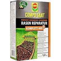 Compo SAAT Rasen Reparatur Komplett-Mix+, Rasensaat, Keimsubstrat, Langzeit-Rasendünger und Bodenaktivator, 1,2 kg (6 m²…