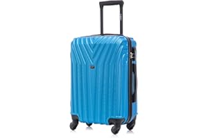 R.Leone Valigia EasyJet 45x36x20 cm Trolley Bagaglio a mano in ABS 4 Ruote 9001 (Azzurro, XS Bagaglio Low cost)