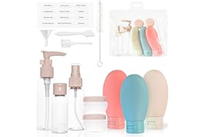 MyGadget Akcesoria podróżne [14 sztuk] - Butelki/pojemniki na kosmetyki i płyny wielokrotnego napełniania - dopuszczone do samolotu - puste artykuły bagażowe