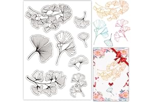 CRASPIRE Foglie Timbri in Gomma Trasparenti Foglie di Ginkgo Primavera Autunno Pianta Timbro Postale Trasparente Sigilli in Silicone Timbro Fai da Te Scrapbooking Carte Artigianali di Carta Creazione