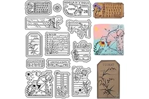 craspire Tampons en Caoutchouc Transparent Vintage Fleur Calendrier Papier à en-Tête Réutilisable Rétro Tampons en Silicone Transparent pour Journalisation Fabrication de Cartes Scrapbooking