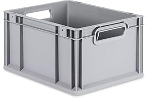 aidB Eurobox NextGen Grip, 400x300x220 mm, Griffe offen, robuste Plastikbox aus Kunststoff mit ergonomischen Griffen, stapelbare Kunststoffkiste, ideal für die Industrie, 1St.