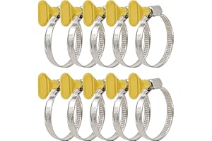 AZISHA Collier De Serrage Inox 32-50mm - 10 Pièces Collier Serrage Inox - Réglable Collier Serrage Durite - Collier Serrage Metal -Colliers De Serrage À Écrou Papillon Pour Piscine,Jardin,Plomberie