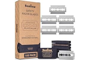 Bambaw żyletki do golenia, zestaw 100 sztuk, szwedzkie żyletki ze stali bezpiecznej, zapas od 18 do 24 miesięcy