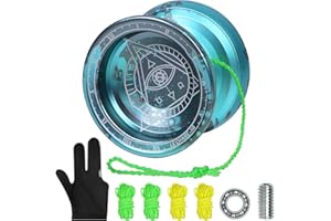 ATPWONZ Yoyo Professional, Colorful Magic Yoyo for Children Adults Metal Yoyo Crystal Yoyo with 5 Yoyo Strings and Yo Yo Glove, Gray Blue