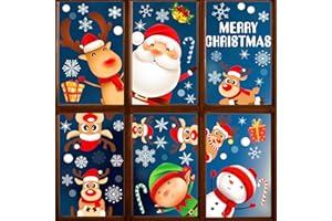 Nadeer 112 szt. płatek śniegu bałwanek łoś Mikołaja obraz okienny naklejka okno Boże Narodzenie dekoracja tatuaż ścienny Boże Narodzenie statyczne naklejki PVC (A,112 PCS)