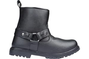 RKsports SHORT LEATHER STYLE 6606 CRUISER TOURING MOTORBIKE MOTORCYCLE MENS BLACK BOOTS