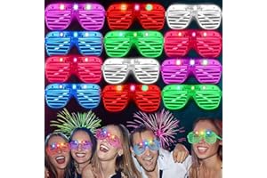 lumous rola Light Up Party Glasses Neon Glasses Halloween Glow In The Dark Party Supplies Shutter Shades Neon Flashing Rave Glasses Party Favors Birthday Party Accessories