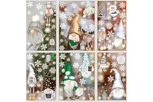 261 Fensterbilder Weihnachten, SILARLAIT Weihnachtsdeko Fenster, Selbstklebend & Repositionierbar & Wiederverwendbar, Große Schneeflocken Fensterdeko, Winterdeko für Glas, Vitrinen
