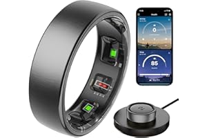 findtime Smart Ring Heart Rate Monitor Sleep Tracker Blood Oxygen Monitor Fitness Tracker Step Counter Calories Gesture Control Waterproof Health Smart Rings for Men Women Wireless Charging