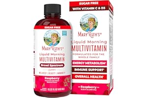 MaryRuth Organics, Liquid Morning Multivitamin Essentials+, Essential Vitamins & Minerals, Sugar Free, Raspberry Flavour, 450ml, Vegan, Gluten Free