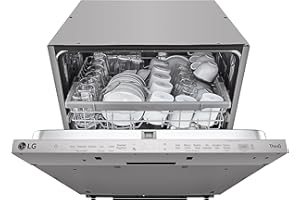 LG QuadWash DB242TX Lavastoviglie da Incasso a Scomparsa Totale, Serie 2, Classe D, 14 Coperti, 4 Bracci Irroratori, EasyRack+, Dual Zone, Wi-Fi, Motore Inverter Direct Drive, Acciaio