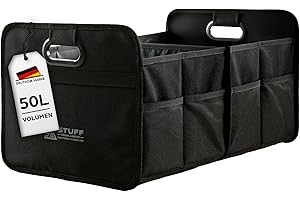 ‎STUFF FROM ABOVE stuff from above Auto Organizer in schwarz - Kofferraumtasche - (57x35x30cm) - Antirutsch durch Klett - Kofferraum Camping Box - Große Autotasche - Zubehör Tasche - Kofferraumbox - auch für Kinder