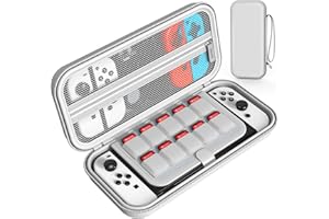 Mooroer Custodia Switch/Switch OLED per Nintendo Switch/Nintendo Switch OLED Custodia da Trasporto con 10 Slot per Schede di Gioco, Accessori per Nintendo Switch/Nintendo Switch OLED