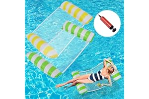 LODOU Lot de 2 flotteurs gonflables de piscine pour adultes, 4-en-1, avec hamac gonflable multifonction (siège, fauteuil, hamac, drifter), chaise de piscine avec pompe à air manuelle, pour piscine, plage