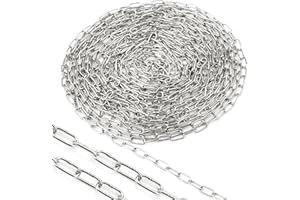 Ziamzra Chaine Acier Inoxydable 304 Chainette 8 M 1,2 mm Chaine Acier Metal Chaine Maillon Chaine Antivol Chaines Attache pour Chaine Chien Hamac Clôture Chaine de Levage Chaine Antivol Chaine Pluie