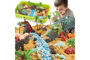 FRUSE Sabbia Giocattolo Cinetica Bambini, Kit di Sabbia con Sabbia Magica, Dinosauro Giocattolo, Lente d'Ingrandimento con Dinosauri, Giocattoli Sensoriali Giochi Sabbia Regalo di Natale per Bambini
