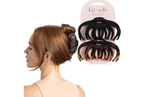 Kitsch Hair Clip Octopus Style - Secure Hold Large Claw Clip, Hair claw clips for thick hair, hair accessories for women, Hair accessories for girls, Hair clips for women, Black & Tortoise, 2pcs
