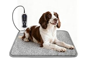 GOLOPET Dog Heating Pad 28×18 in Nine-Level Intelligent Constant Temperature Switch Reinforced Connector Electric Steel Wire Protective Tube Waterproof Heated Dog Bed - Letter