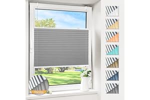 Magiea Plissee ohne Bohren verdunkelung, Thermo Plisseerollo Klemmfix, Hellgrau 60x100cm(BxH), Verdunklungsplissee mit Klemmträger, Faltrollo Blickdicht für Fenster & Tür, Sichtschutz Sonnenschutz