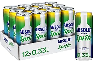 ‎SPRITE Absolut Vodka Sprite Zitrone-Limette - alkoholhaltiges Mixgetränk (10% Vol) aus Wodka und erfrischendem Zitronen-Limetten-Geschmack in stylischen Einweg Dosen (12 x 330 ml)