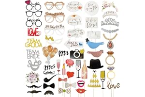 AUGOOG Hochzeit Foto Requisiten,Fotoautomat Zubehör Hochzeit Foto Deko Requisiten Lustige Selfie Accessoires für Braut Party (Color03)