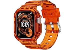 XYF Compatible with Crystal Clear Apple Watch Bands 45mm 44mm 46mm 42mm 41mm 40mm 38mm 49mm Bumper Protective Case for Women Men Jelly Sport Band for iWatch Ultra 2/1